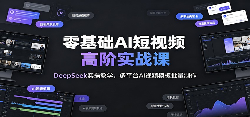 零基础AI短视频高阶实战课：DeepSeek实操教学，多平台AI视频模板批量制作-资源后花园