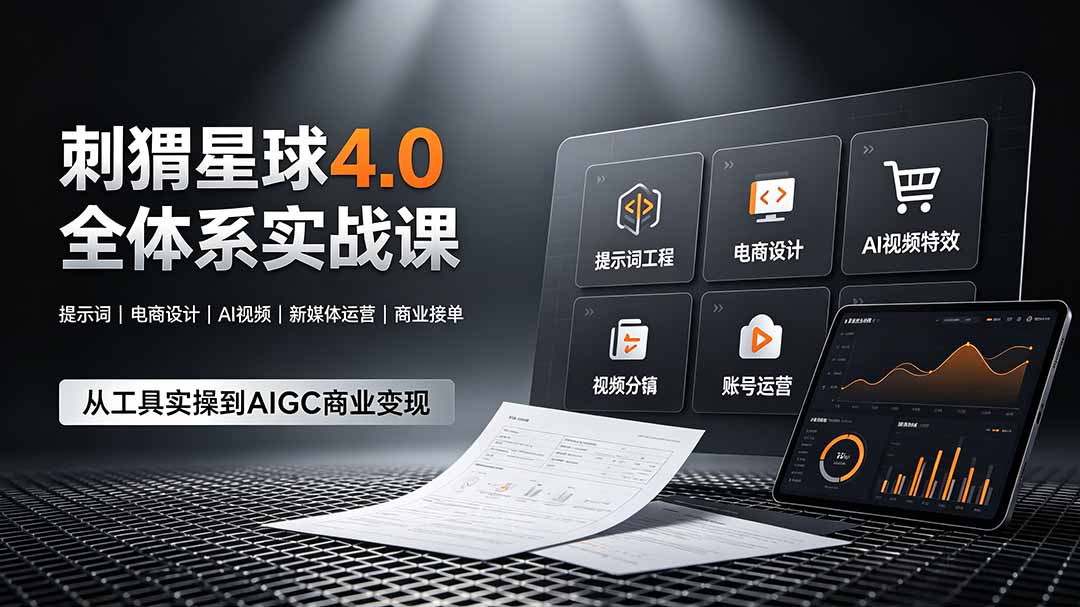 刺猬星球4.0全体系实战课，覆盖提示词工程、电商设计、AI视频特效与新媒体运营，一站式掌握AIGC商业核心技能-资源后花园