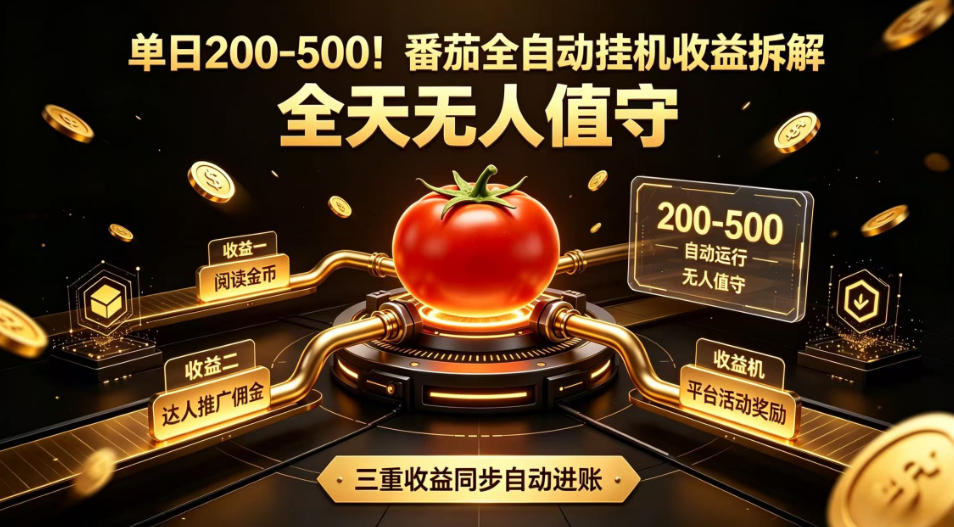 单日200-500！番茄全自动挂G收益拆解，全天无人值守，矩阵操作收益翻倍【揭秘】-资源后花园
