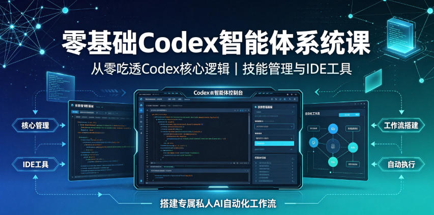 零基础Codex智能体系统课｜从零吃透Codex核心逻辑、技能管理与IDE工具，搭建专属私人AI自动化工作流-资源后花园
