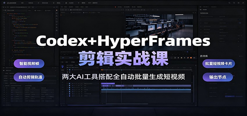 Codex+HyperFrames剪辑实战课：两大AI工具搭配全自动批量生成短视频-资源后花园