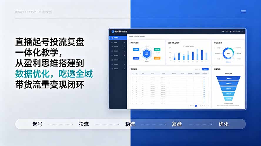 直播起号投流复盘一体化教学，从盈利思维搭建到数据优化，吃透全域带货流量变现闭环-资源后花园