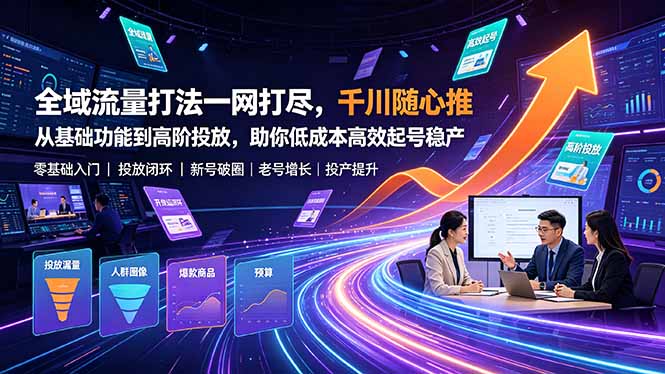 全域流量打法一网打尽，千川随心推从基础功能到高阶投放，助你低成本高效起号稳产-资源后花园