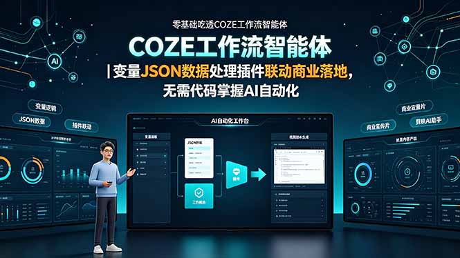 零基础吃透COZE工作流智能体｜变量JSON数据处理插件联动商业落地，无需代码掌握AI自动化-资源后花园