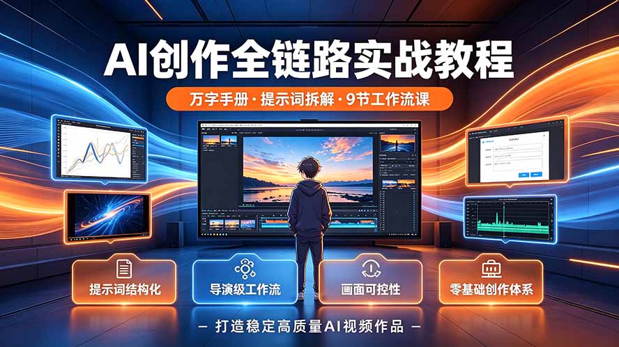 AI创作全链路实战教程｜万字手册·提示词拆解·9节工作流课，打造稳定高质量AI视频作品-资源后花园