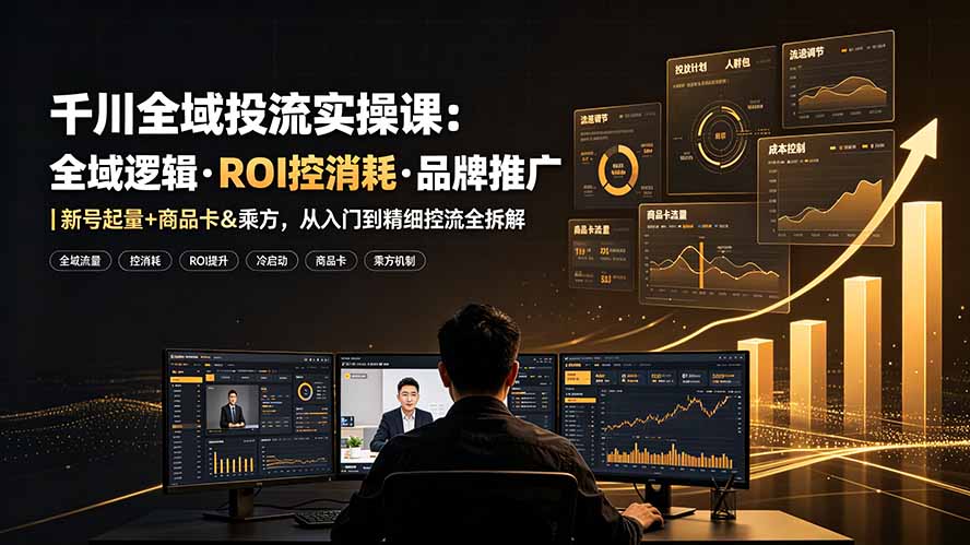 千川全域投流实操课：全域逻辑·ROI控消耗·品牌推广｜新号起量+商品卡&乘方，从入门到精细控流全拆解-资源后花园