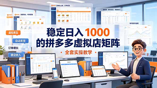 稳定日入 1000 的拼多多虚拟店矩阵，全套实操教学-资源后花园