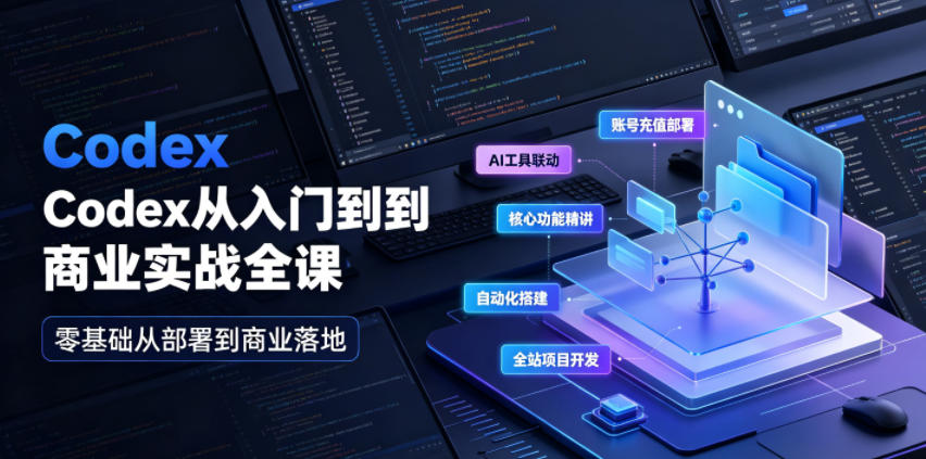 Codex从入门到商业实战全课｜账号充值部署、AI工具联动、核心功能精讲、自动化搭建、全站项目开发零基础教程-资源后花园
