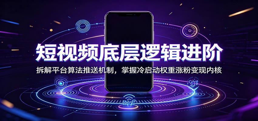 短视频底层逻辑进阶：拆解平台算法推送机制，掌握冷启动权重涨粉变现内核-资源后花园