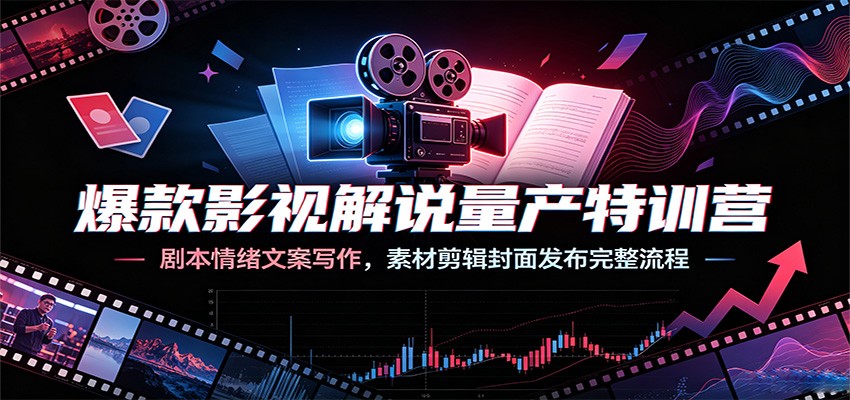 爆款影视解说量产特训营：剧本情绪文案写作，素材剪辑封面发布完整流程-资源后花园