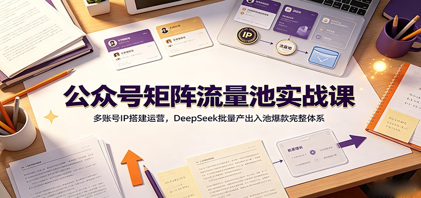 公众号矩阵流量池实战课：多账号IP搭建运营，DeepSeek批量产出入池爆款完整体系-资源后花园