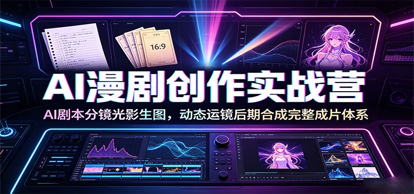 AI漫剧创作实战营：AI剧本分镜光影生图，动态运镜后期合成完整成片体系-资源后花园