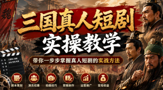 三国真人短剧实操教学，带你一步步掌握真人短剧的实战方法-资源后花园