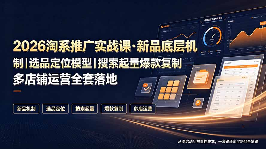 2026淘系推广实战课·新品底层机制｜选品定位模型｜搜索起量爆款复制多店铺运营全套落地教程-资源后花园