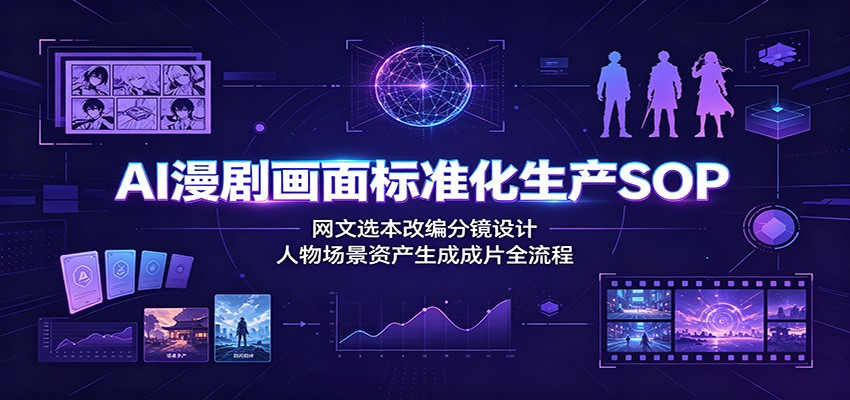 AI漫剧画面标准化生产SOP：网文选本改编分镜设计，人物场景资产生成成片全流程-资源后花园