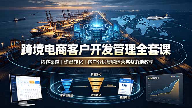 跨境电商客户开发管理全套课·拓客渠道｜询盘转化｜客户分层复购运营完整落地教学-资源后花园