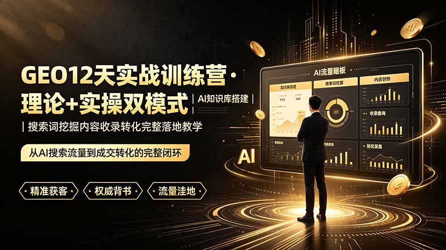 GEO12天实战训练营·理论+实操双模式｜AI知识库搭建｜搜索词挖掘内容收录转化完整落地教学-资源后花园