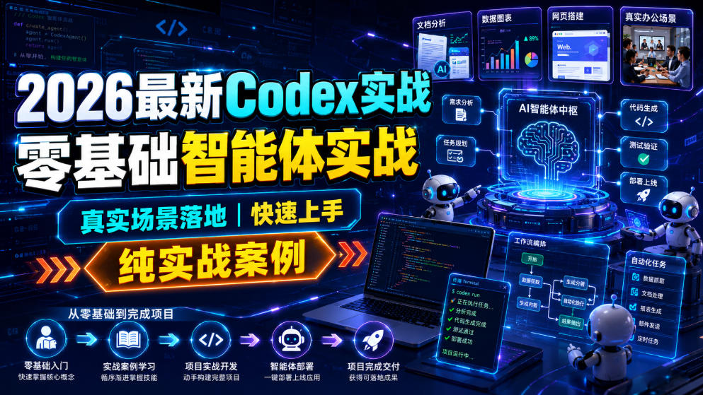 2026最新Codex实战零基础智能体实战，真实场景落地，快速上手，纯实战案例-资源后花园