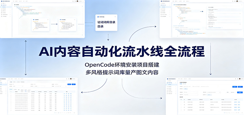 AI内容自动化流水线全流程：OpenCode环境安装项目搭建，多风格提示词库量产图文内容-资源后花园