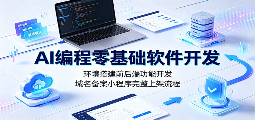 AI编程零基础软件开发：环境搭建前后端功能开发，域名备案小程序完整上架流程-资源后花园