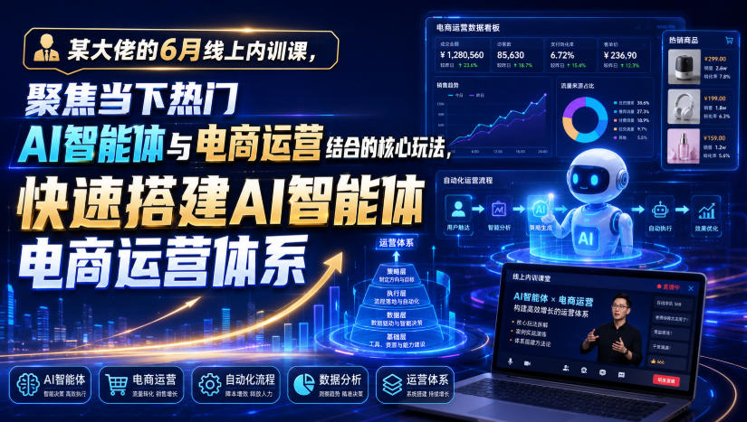 某大佬的6月线上内训课，聚焦当下热门AI智能体与电商运营结合的核心玩法，快速搭建AI智能体电商运营体系-资源后花园