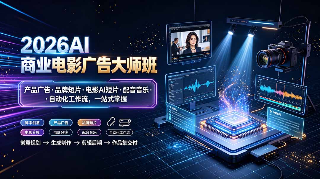 2026AI商业电影广告大师班：产品广告·品牌短片·电影AI短片·配音音乐·自动化工作流，一站式掌握-资源后花园