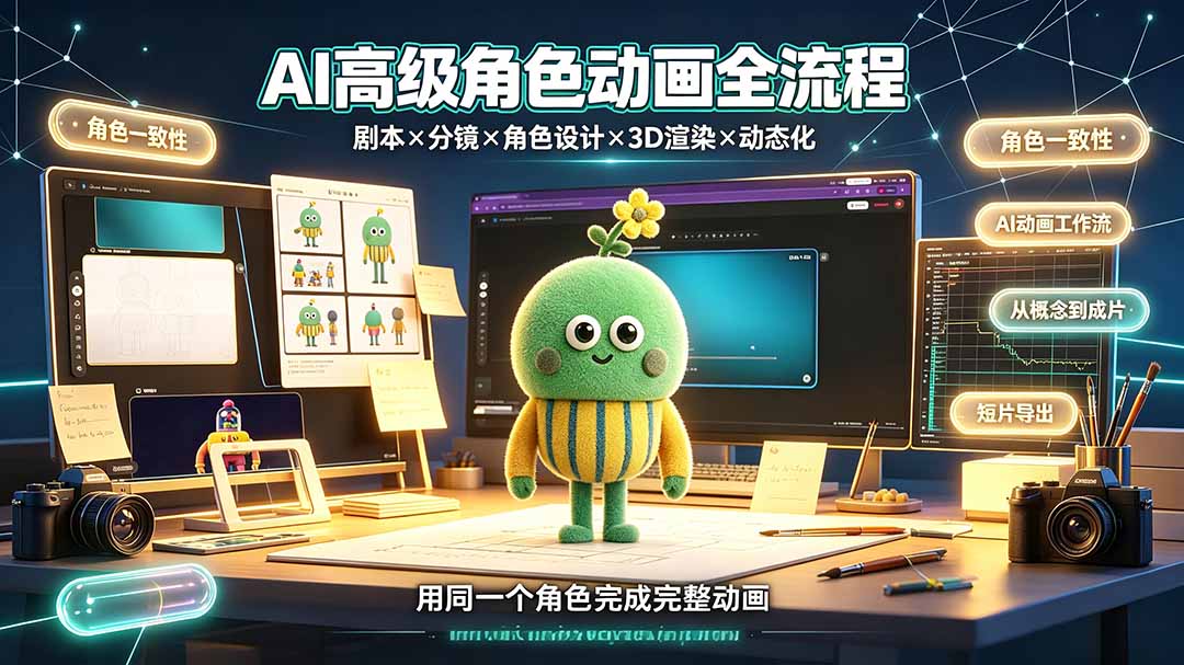 AI高级角色动画全流程：剧本×分镜×角色设计×3D渲染×动态化，从概念到成片一站式教学-资源后花园