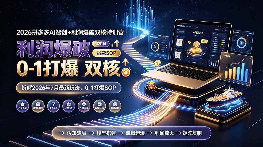 2026拼多多AI智创+利润爆破双核特训营-拆解2026年7月最新玩法，0-1打爆SOP-资源后花园