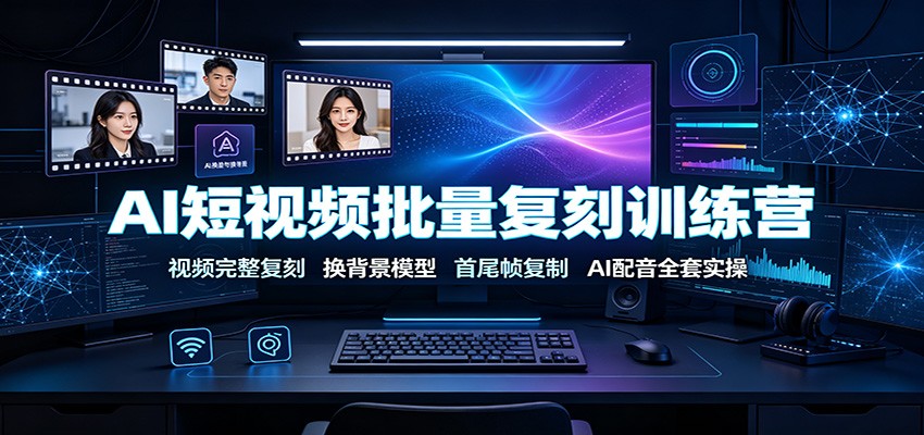 AI短视频批量复刻训练营：视频完整复刻，换背景模型、首尾帧复制、AI配音全套实操-资源后花园