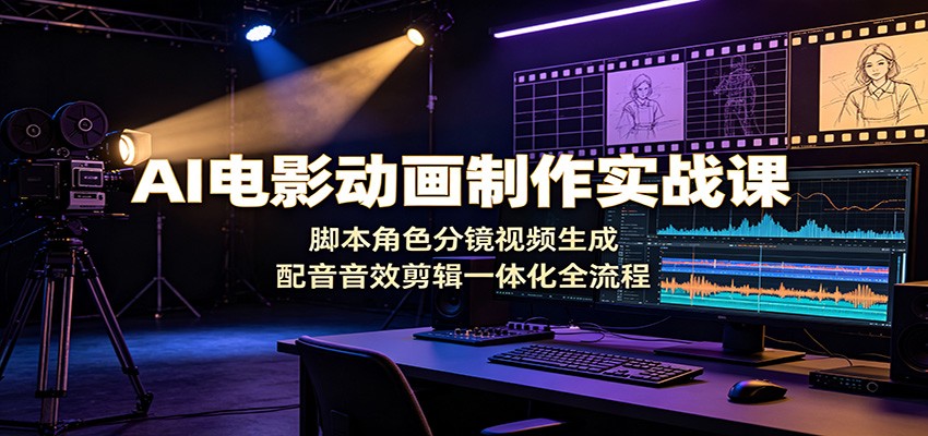 AI电影动画制作实战课：脚本角色分镜视频生成，配音音效剪辑一体化全流程-资源后花园