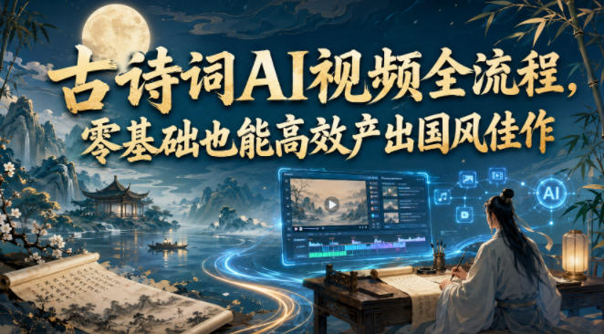 古诗词AI视频全流程，零基础也能高效产出国风佳作-资源后花园
