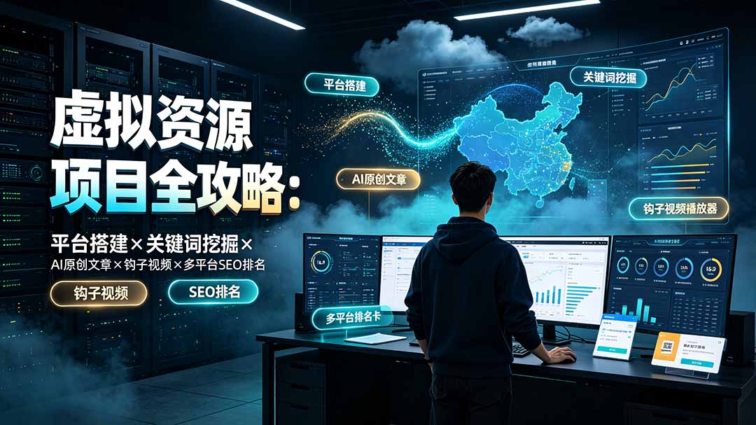 虚拟资源项目全攻略：平台搭建×关键词挖掘×AI原创文章×钩子视频×多平台SEO排名-资源后花园