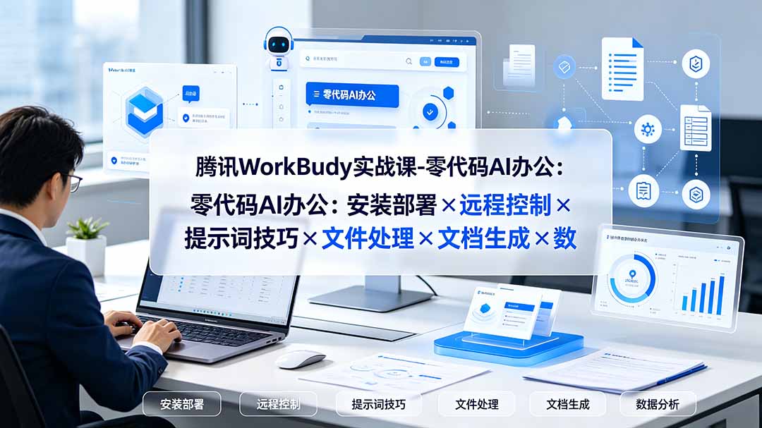 腾讯WorkBuddy实战课-零代码AI办公：安装部署×远程控制×提示词技巧×文件处理×文档生成×数据分析-资源后花园