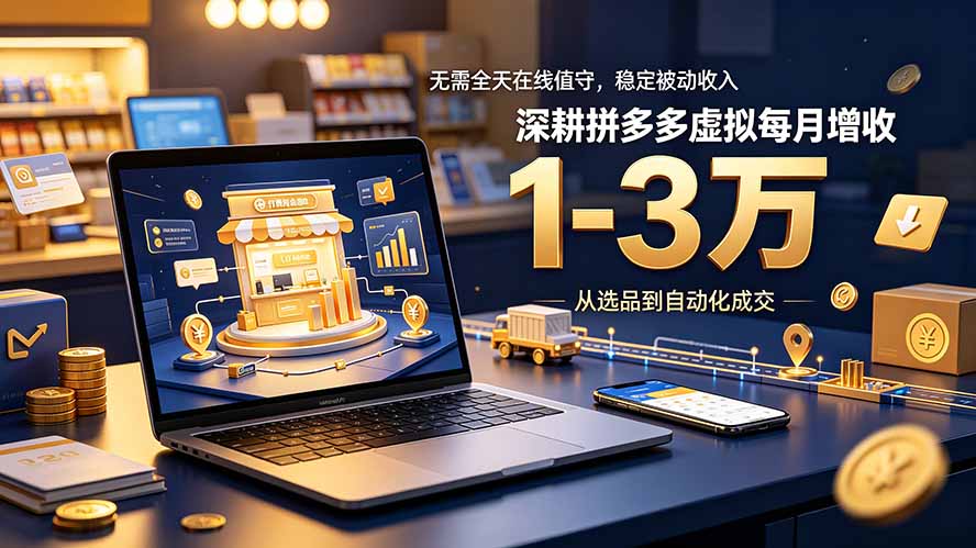 无需全天在线值守，稳定被动收入，深耕拼多多虚拟每月增收 1-3 万-资源后花园
