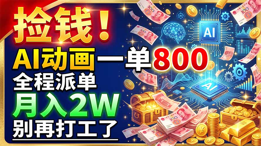 捡钱！AI动画一单800，全程派单，月入2W，别再打工了-资源后花园