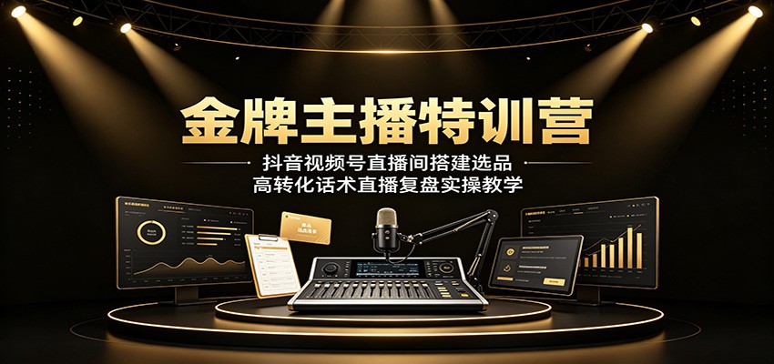 金牌主播特训营：抖音视频号直播间搭建选品，高转化话术直播复盘实操教学-资源后花园