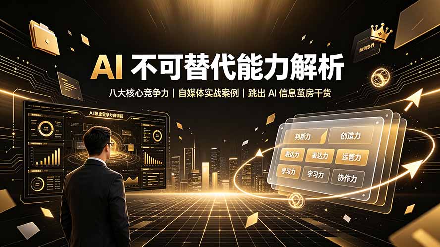 付费文章：AI 不可替代能力解析▸八大核心竞争力｜自媒体实战案例｜跳出 AI 信息茧房干货-资源后花园