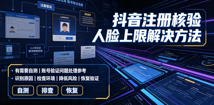 抖音注册核验人脸上限解决方法，有需要自测-资源后花园