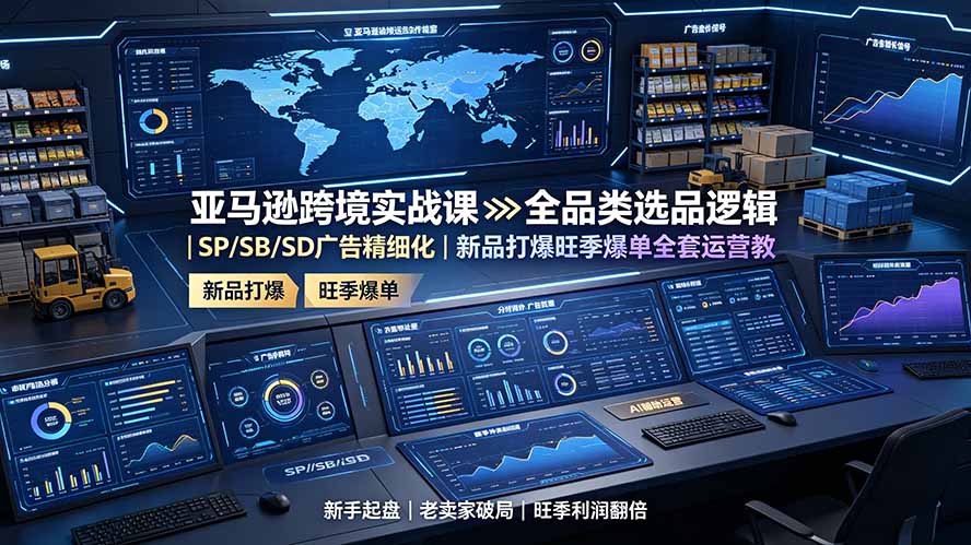 亚马逊跨境实战课：全品类选品逻辑｜SP/SB/SD广告精细化｜新品打爆旺季爆单全套运营教程-资源后花园