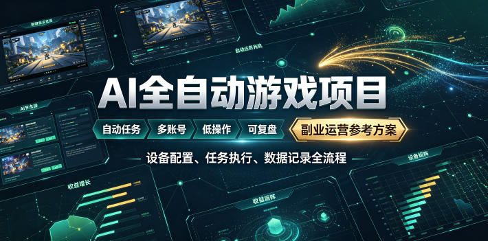 AI全自动游戏躺賺副业：日入几百，稳定运行三年的项目！【揭秘】-资源后花园