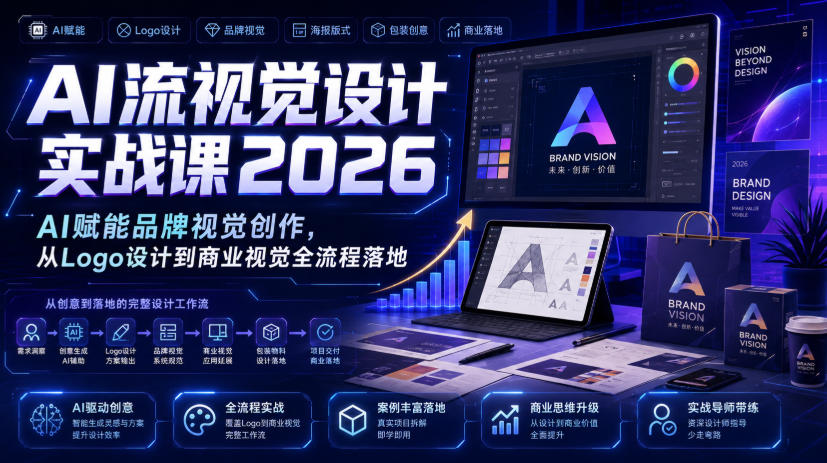 AI流视觉设计实战课2026：AI赋能品牌视觉创作，从Logo设计到商业视觉全流程落地-资源后花园