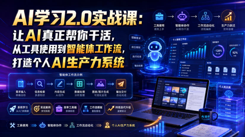 AI学习2.0实战课：让AI真正帮你干活，从工具使用到智能体工作流，打造个人AI生产力系统-资源后花园