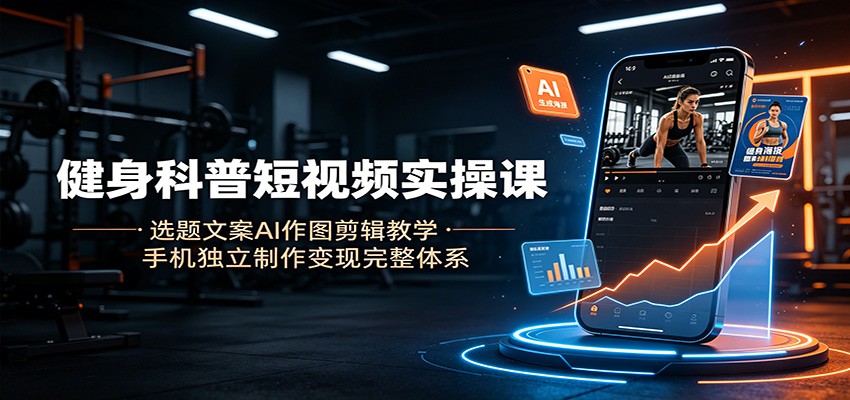 健身科普短视频实操课：选题文案AI作图剪辑教学，手机独立制作变现完整体系-资源后花园
