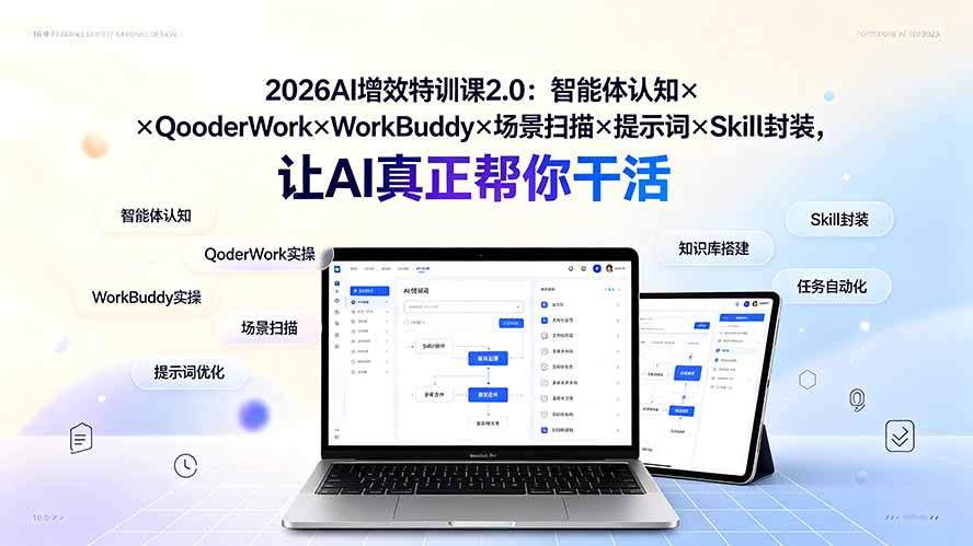 2026AI增效特训课2.0：智能体认知×QoderWork×WorkBuddy×场景扫描×提示词×Skill封装，让AI真正帮你干活-资源后花园