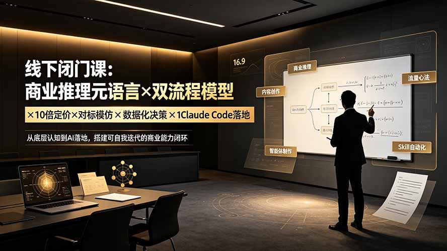 线下闭门课：商业推理元语言×双流程模型×10倍定价×对标模仿×数据化决策×Claude Code落地，击穿认知盲区-资源后花园
