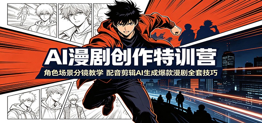 AI漫剧创作特训营：角色场景分镜教学，配音剪辑AI生成爆款漫剧全套技巧-资源后花园
