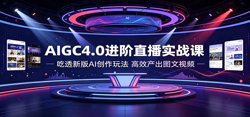AIGC4.0进阶直播实战课：吃透新版AI创作玩法，高效产出图文视频-资源后花园
