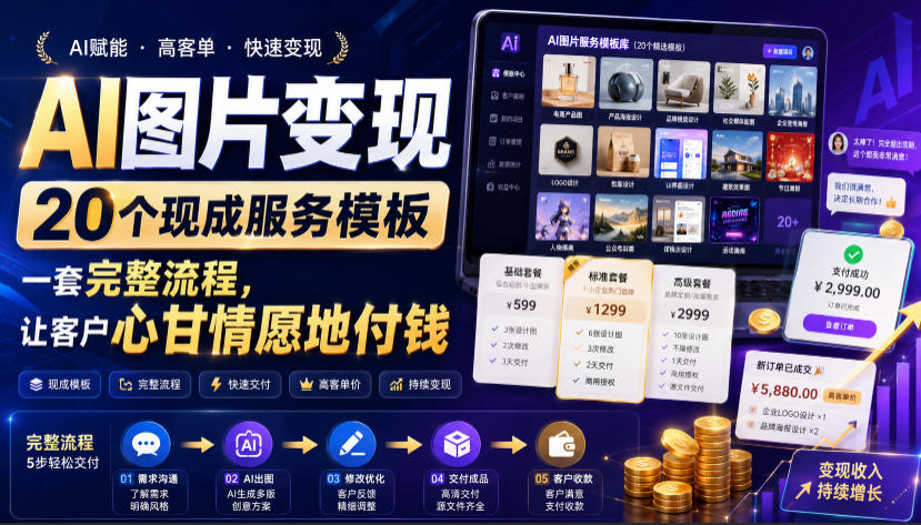 AI图片变现，20个现成服务模板，一套完整流程，让客户心甘情愿地付钱【原创双语字幕】-资源后花园