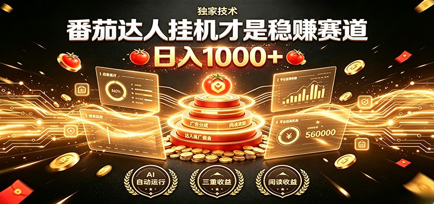 别再瞎找副业！番茄达人挂机才是稳赚赛道 日入1000+-资源后花园