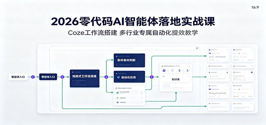 2026零代码AI智能体落地实战课：Coze工作流搭建，多行业专属自动化提效教学-资源后花园